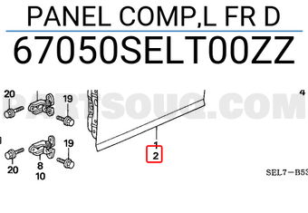Honda 67050SELT00ZZ PANEL COMP,L FR D