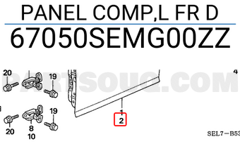 Honda 67050SEMG00ZZ PANEL COMP,L FR D