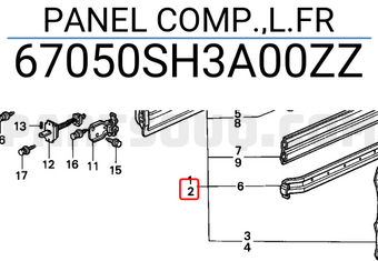 Honda 67050SH3A00ZZ PANEL COMP.,L.FR