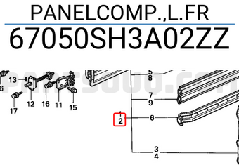 Honda 67050SH3A02ZZ PANELCOMP.,L.FR