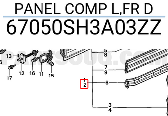 Honda 67050SH3A03ZZ PANEL COMP L,FR D