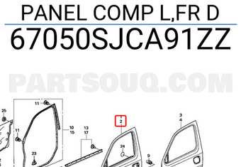 Honda 67050SJCA91ZZ PANEL COMP L,FR D
