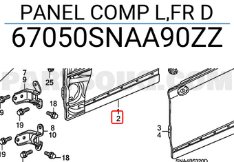 Honda 67050SNAA90ZZ PANEL COMP L,FR D
