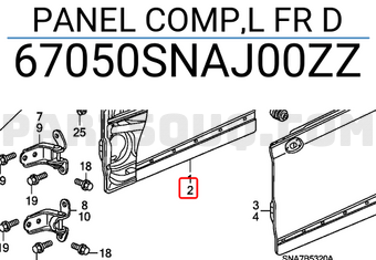 Honda 67050SNAJ00ZZ PANEL COMP,L FR D