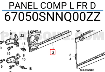 Honda 67050SNNQ00ZZ PANEL COMP L FR D