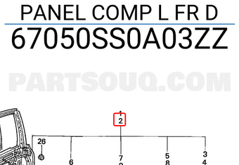 Honda 67050SS0A03ZZ PANEL COMP L FR D