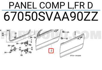 Honda 67050SVAA90ZZ PANEL COMP L,FR D