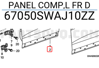 Honda 67050SWAJ10ZZ PANEL COMP,L FR D