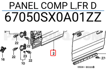 Honda 67050SX0A01ZZ PANEL COMP L,FR D