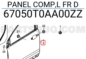 Honda 67050T0AA00ZZ PANEL COMP,L FR D