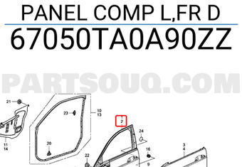 Honda 67050TA0A90ZZ PANEL COMP L,FR D