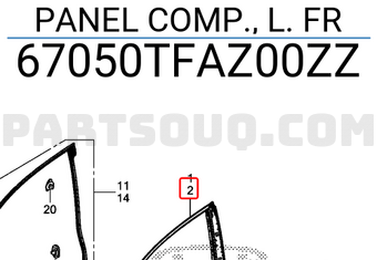 Honda 67050TFAZ00ZZ PANEL COMP., L. FR