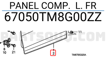 Honda 67050TM8G00ZZ PANEL COMP. L. FR