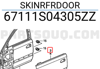 Honda 67111S04305ZZ SKINRFRDOOR