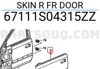Honda 67111S04315ZZ SKIN R FR DOOR
