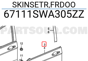 Honda 67111SWA305ZZ SKINSETR,FRDOO