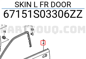 Honda 67151S03306ZZ SKIN L FR DOOR