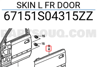 Honda 67151S04315ZZ SKIN L FR DOOR