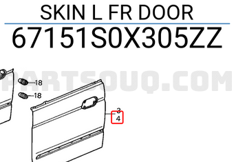 Honda 67151S0X305ZZ SKIN L FR DOOR