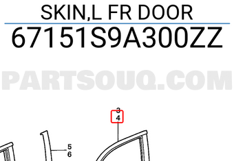 Honda 67151S9A300ZZ SKIN,L FR DOOR