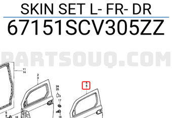 Honda 67151SCV305ZZ SKIN SET L- FR- DR