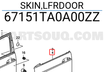 Honda 67151TA0A00ZZ SKIN,LFRDOOR