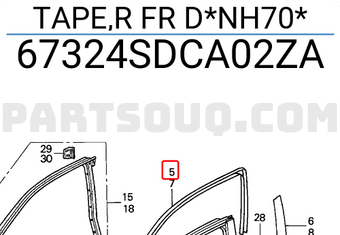 Honda 67324SDCA02ZA TAPE,R FR D*NH70*
