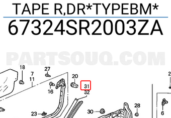 Honda 67324SR2003ZA TAPE R,DR*TYPEBM*