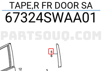 Honda 67324SWAA01 TAPE,R FR DOOR SA
