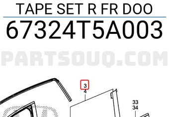 Honda 67324T5A003 TAPE SET R FR DOO