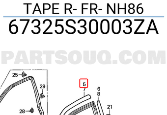 Honda 67325S30003ZA TAPE R- FR- NH86