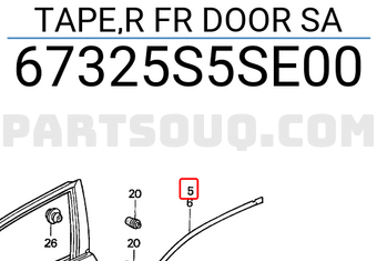 Honda 67325S5SE00 TAPE,R FR DOOR SA