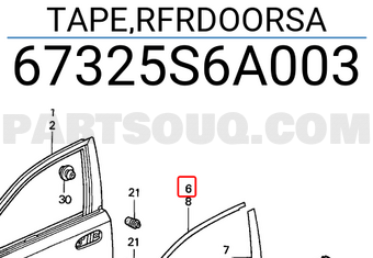 Honda 67325S6A003 TAPE,RFRDOORSA