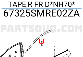 Honda 67325SMRE02ZA TAPE,R FR D*NH70*