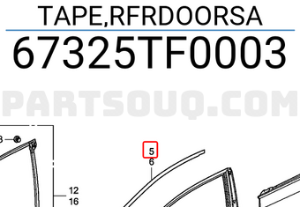 Honda 67325TF0003 TAPE,RFRDOORSA