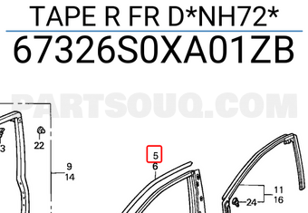 Honda 67326S0XA01ZB TAPE R FR D*NH72*