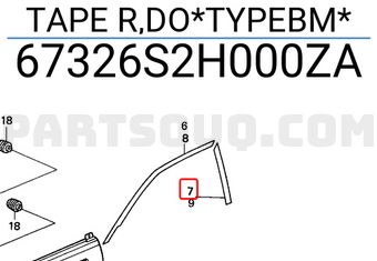 Honda 67326S2H000ZA TAPE R,DO*TYPEBM*