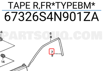 Honda 67326S4N901ZA TAPE R,FR*TYPEBM*