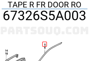 Honda 67326S5A003 TAPE R FR DOOR RO
