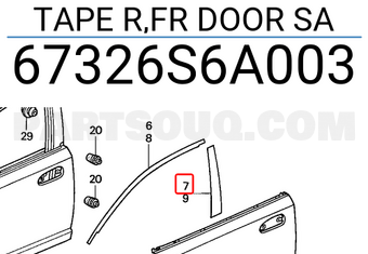 Honda 67326S6A003 TAPE R,FR DOOR SA