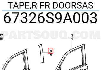 Honda 67326S9A003 TAPE,R FR DOORSAS