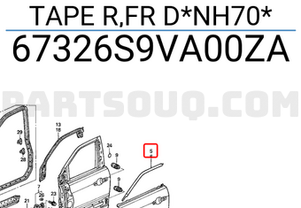 Honda 67326S9VA00ZA TAPE R,FR D*NH70*