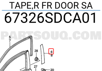 Honda 67326SDCA01 TAPE,R FR DOOR SA