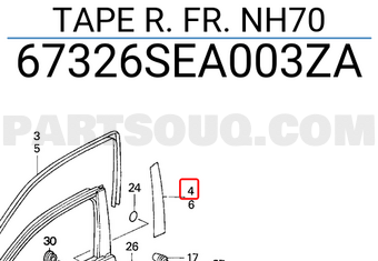 Honda 67326SEA003ZA TAPE R. FR. NH70
