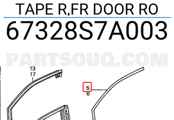 Honda 67328S7A003 TAPE R,FR DOOR RO