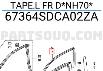 Honda 67364SDCA02ZA TAPE,L FR D*NH70*
