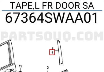Honda 67364SWAA01 TAPE,L FR DOOR SA