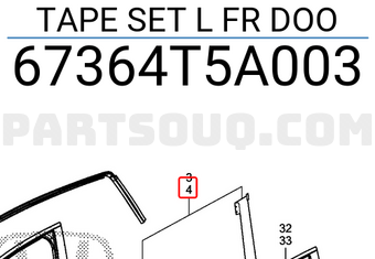 Honda 67364T5A003 TAPE SET L FR DOO