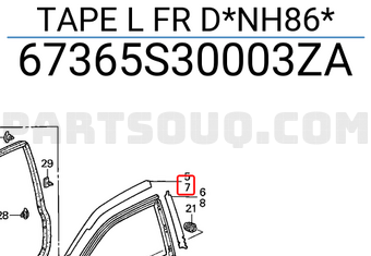 Honda 67365S30003ZA TAPE L FR D*NH86*