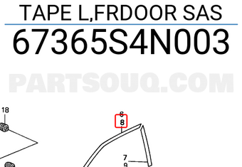 Honda 67365S4N003 TAPE L,FRDOOR SAS